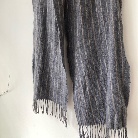Ireland 100% wool suantrai scarf grey gray striped stripes wide oversized - Picture 12 of 15